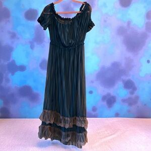 Sheer Navy and Lt. Beige Maxi Dress